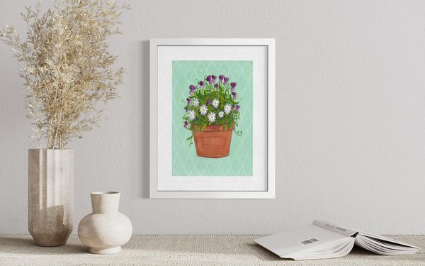 April Birth Flower Pot - Print