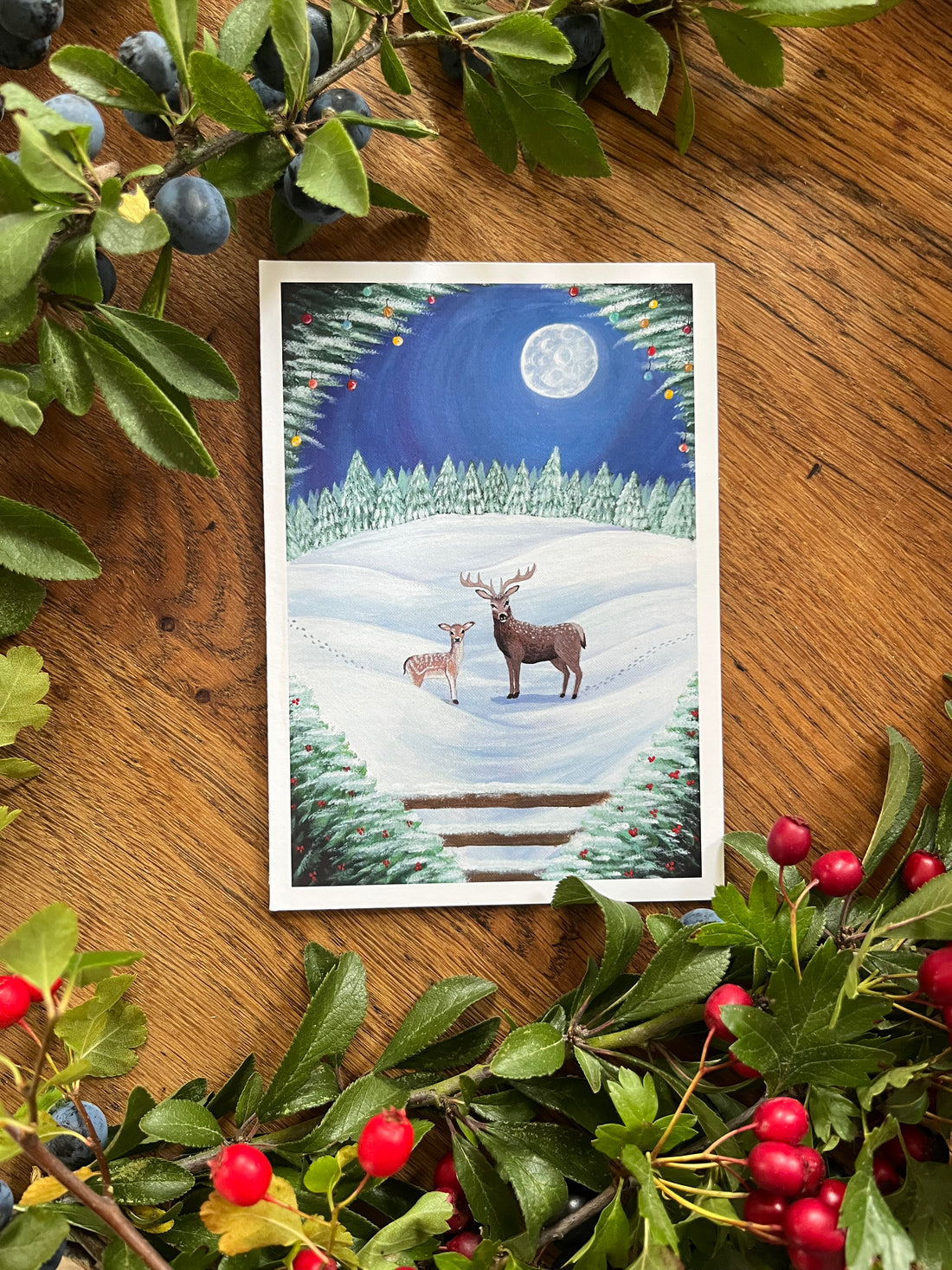 Two Deer Christmas Card