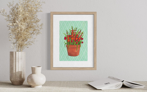 August Birth Flower Pot - Print