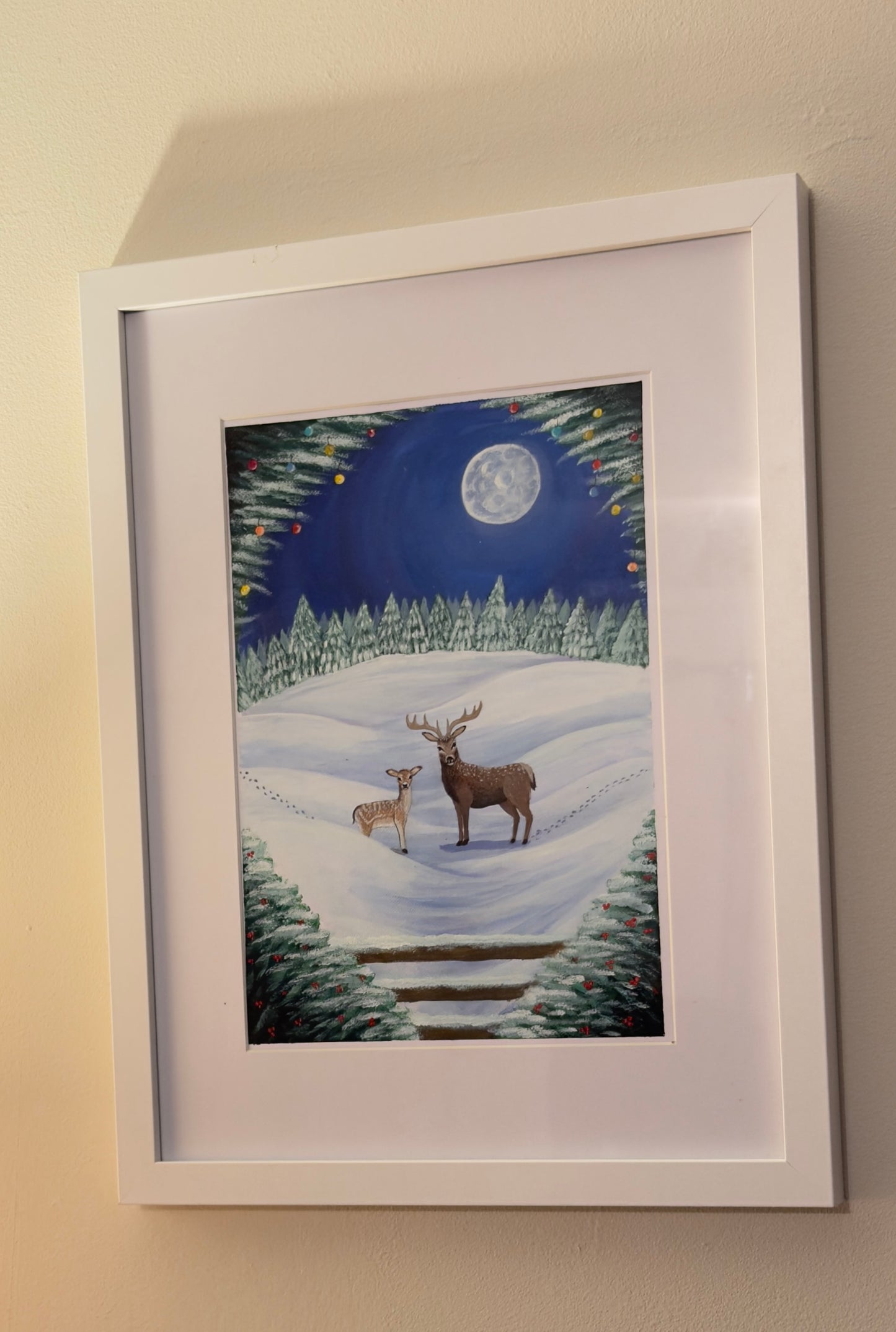 Christmas Fallow Deer Print