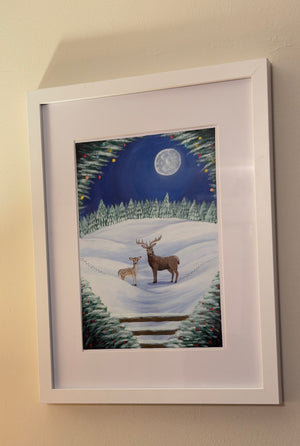 Christmas Fallow Deer Print