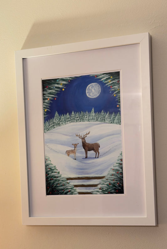Christmas Fallow Deer Print