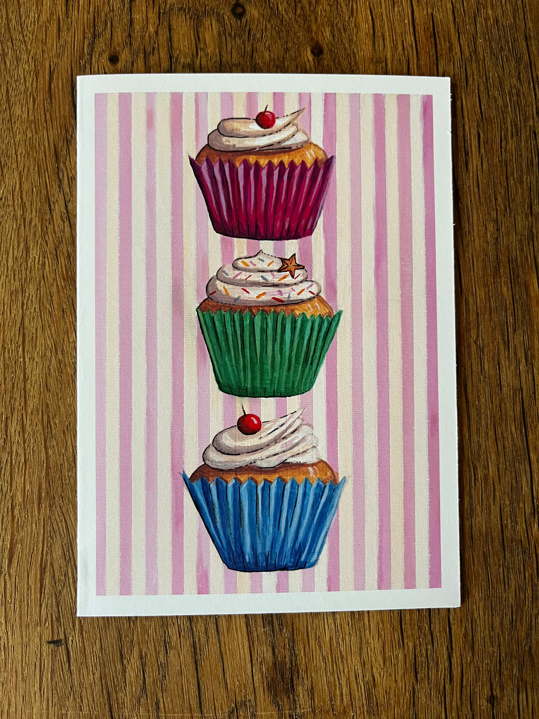 Striped Cupcake Card