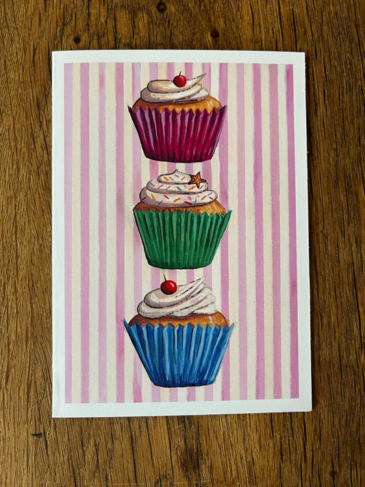 Striped Cupcake Card