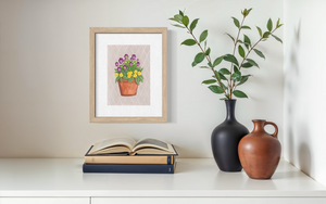 February Birth Flower Pot - Print