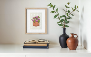 Pink Hydrangea - Diamond Background (Print)