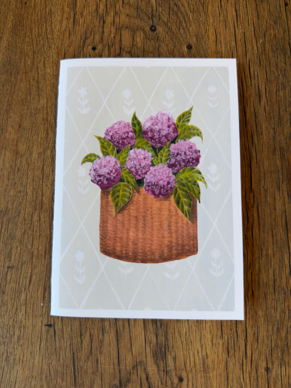 Pink Hydrangea (diamond background) - Card