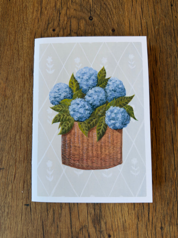Blue Hydrangea (diamond background) - Card