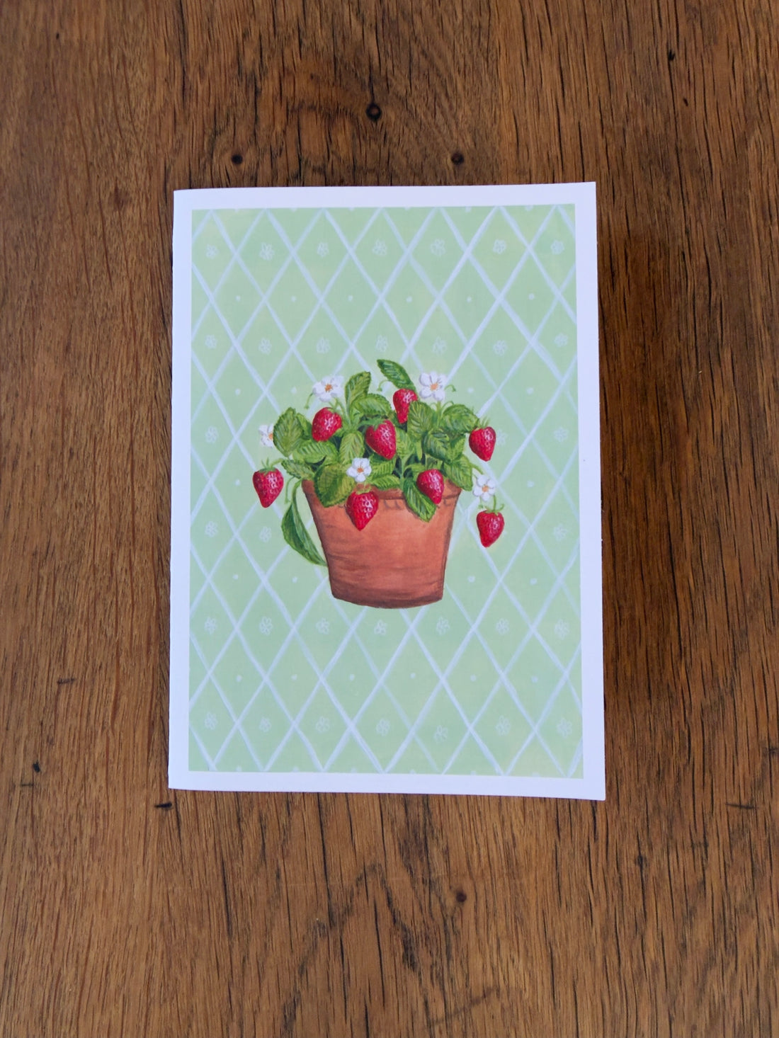 Strawberries Harlequin Background - Card