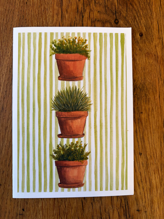Striped Plant Pots - Card