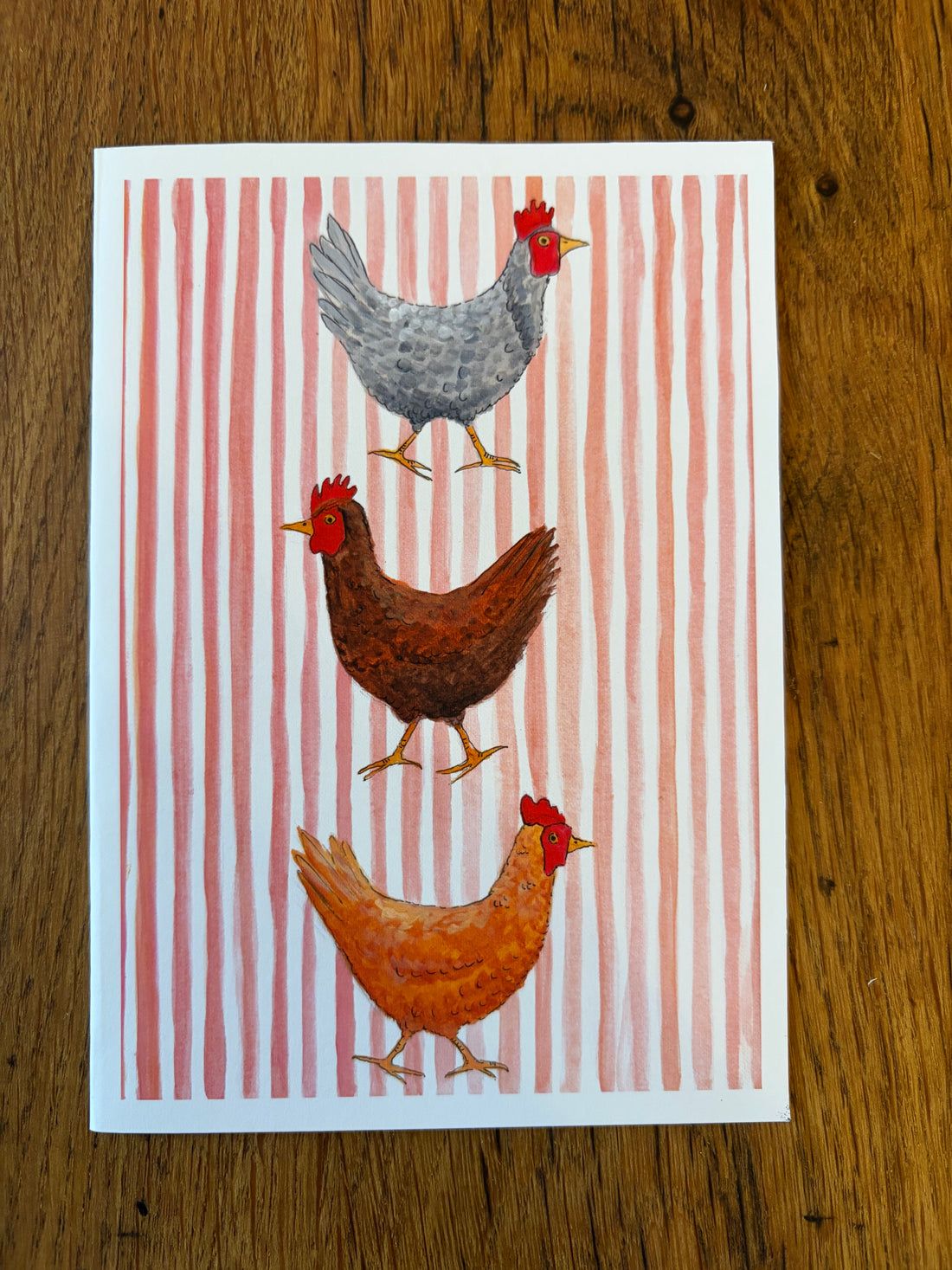 Red Striped Chickens - Card