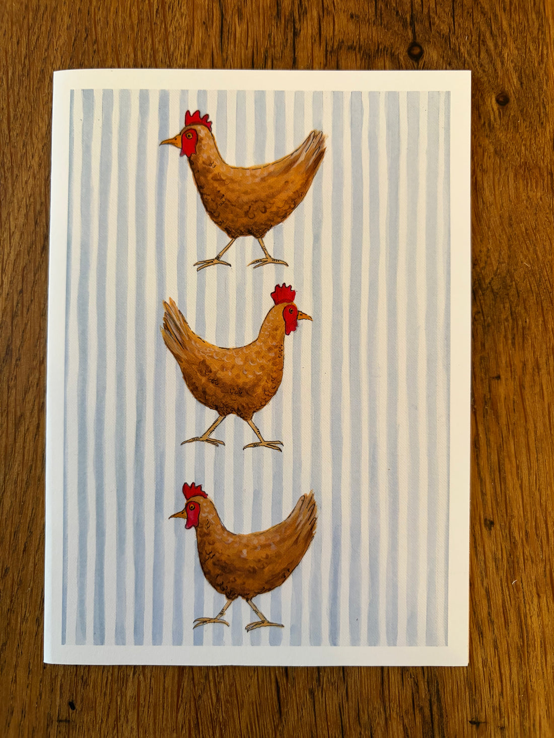 Blue Striped Chickens - Card