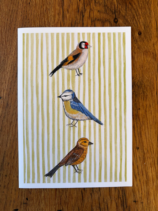 Striped British Song Birds - Card