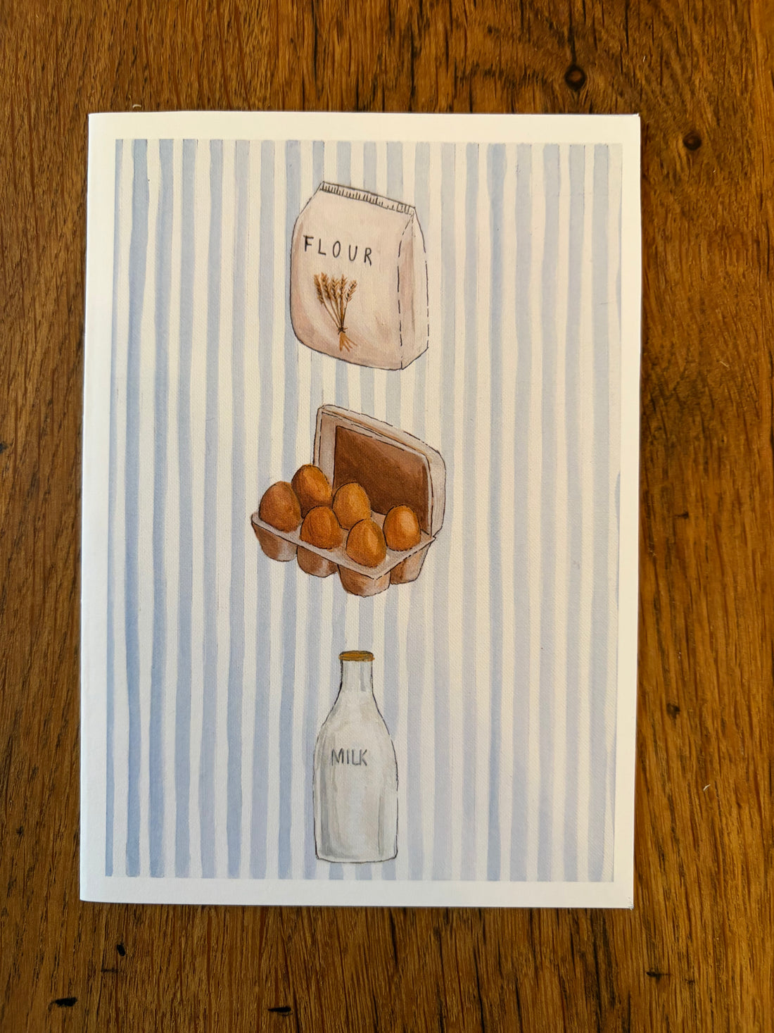 Striped Milk, Flour, Eggs- Card