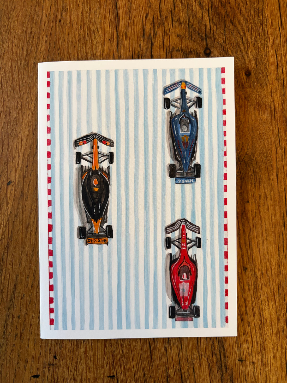 Striped F1 Cars - Card
