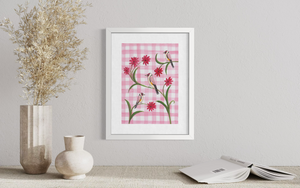 Red Gingham Goldfinch - Print