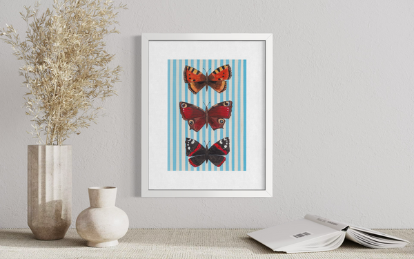 Striped British Butterflies Print