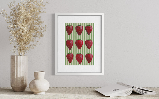Striped Strawberries Print