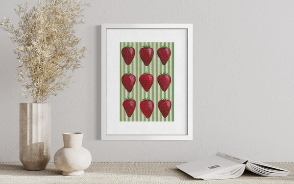 Striped Strawberries Print