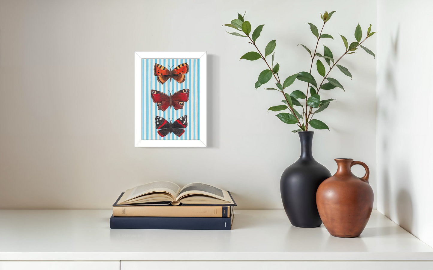 Striped British Butterflies Print