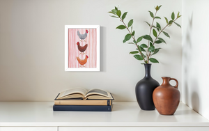 Chickens Red Striped (Print)