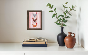 Chickens Red Striped (Print)