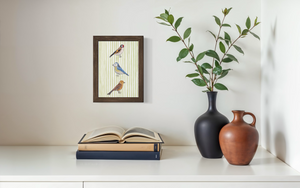 Song Birds - Green Stripe Background (Print)
