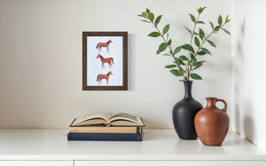 Horses - Blue Stripe Background (Print)