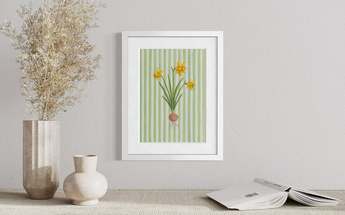Daffodil - Striped Background  (Print)