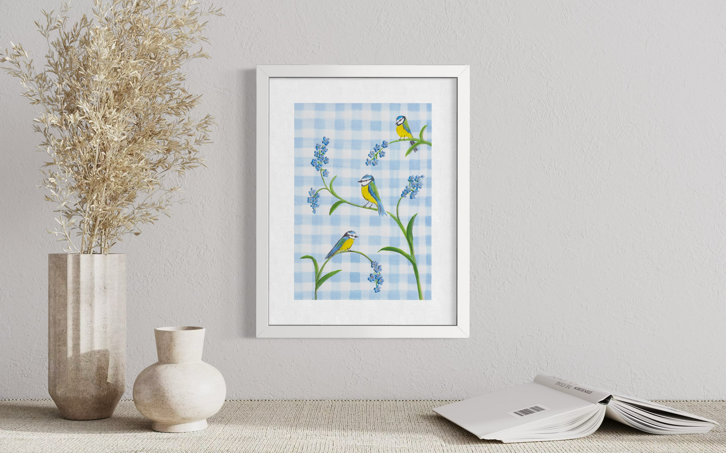 Blue Gingham Blue Tit - Print