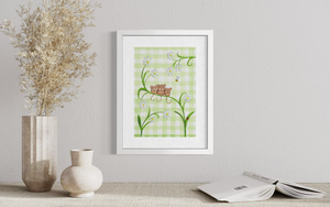 Green Gingham Mice - Print