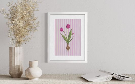 Tulip - Striped Background  (Print)