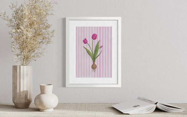Tulip - Striped Background  (Print)