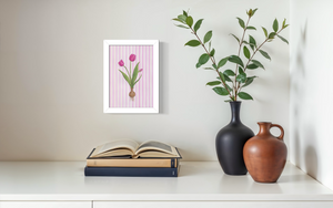 Tulip - Striped Background  (Print)