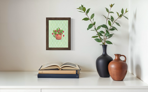 Strawberry Plant - Harlequin Background (Print)