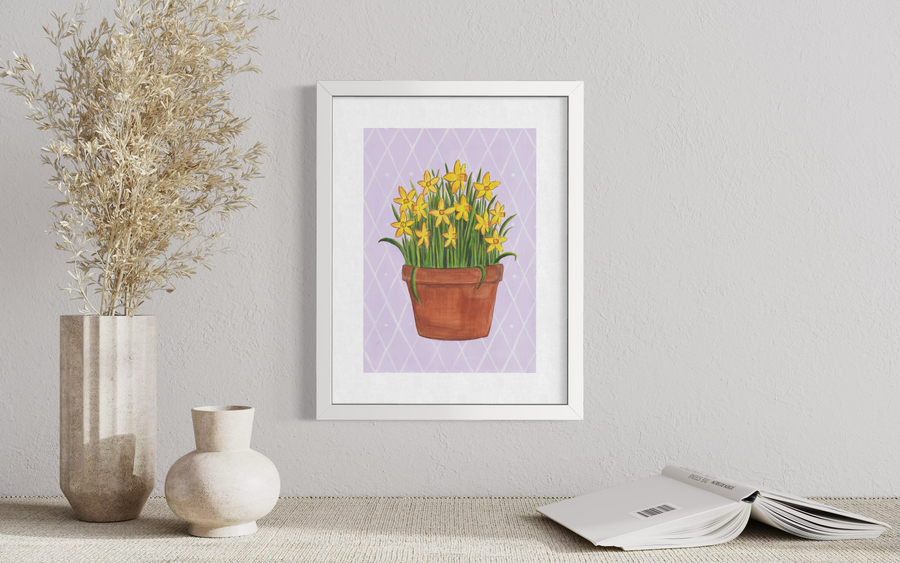 March Birth Flower Pot - Print