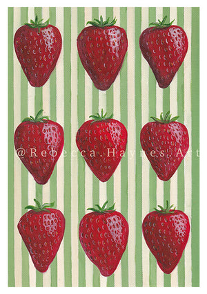 Striped Strawberries Print