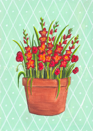 August Birth Flower Pot - Print