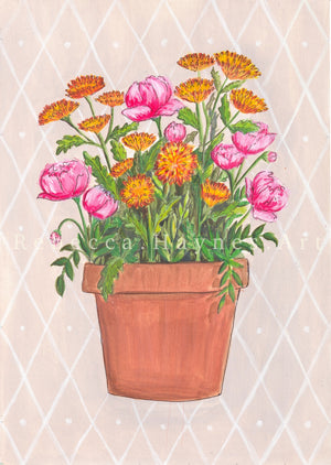 November Birth Flower Pot - Print