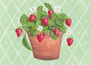 Strawberry Plant - Harlequin Background (Print)
