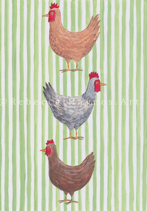 Green Striped Chicken (Print)