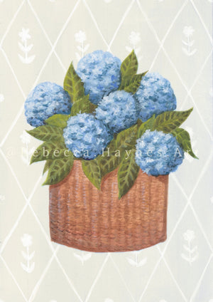Blue Hydrangea - Diamond Background (Print)