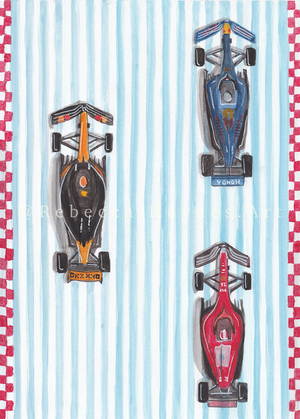 F1 Cars - Striped Print