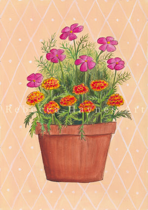 October Birth Flower Pot - Print