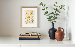 Yellow Gingham Butterflies - Print