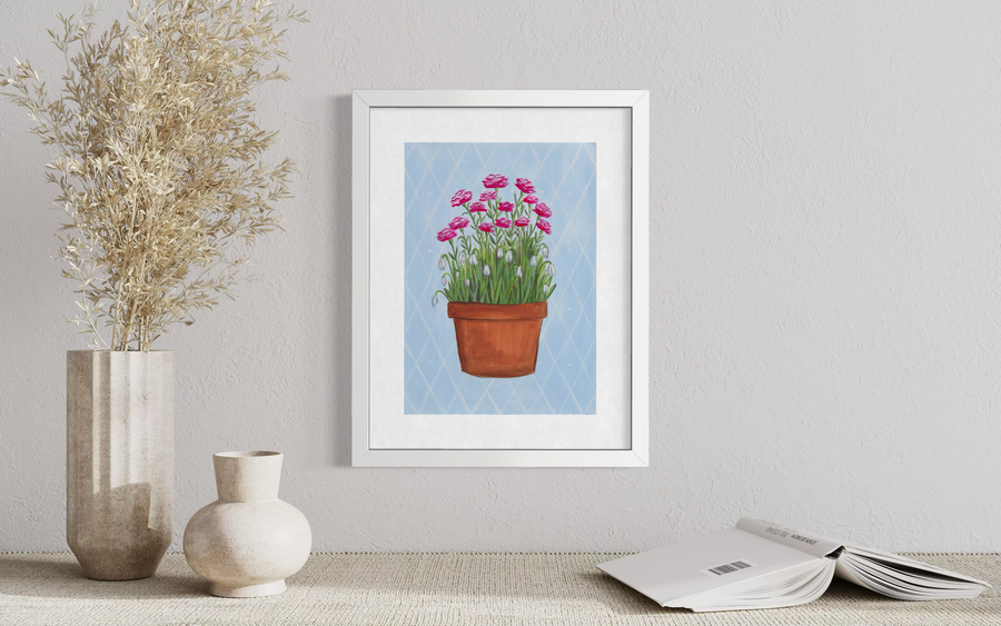 January Birth Flower Pot - Print