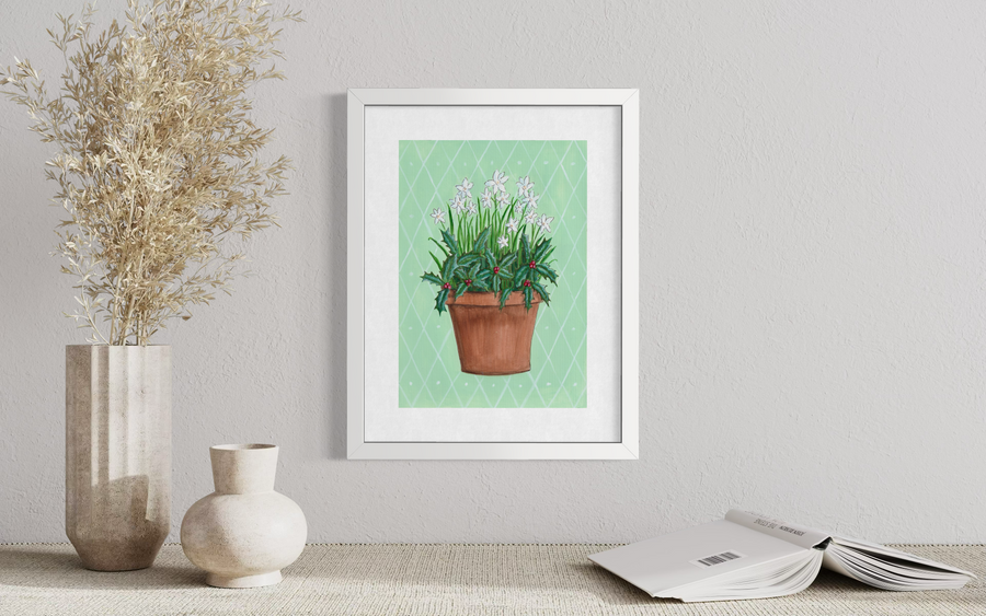 December Birth Flower Pot - Print