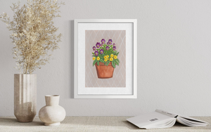February Birth Flower Pot - Print