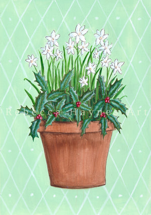 December Birth Flower Pot - Print