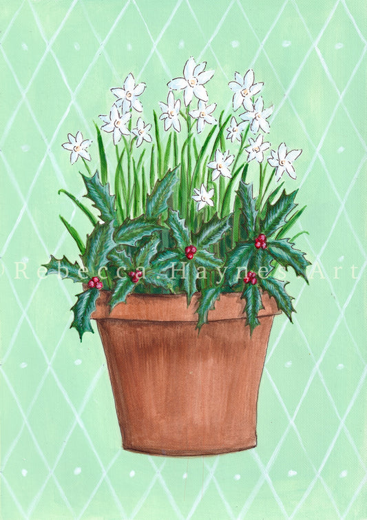December Birth Flower Pot - Print